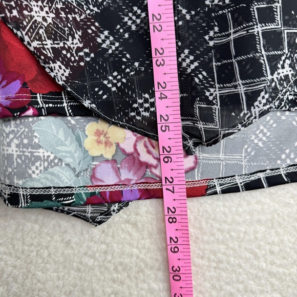 Notations Blouse Womens 1X Sheer Floral Tunic Top Flutter Sleeve Boho Ring Detai - Picture 8 of 10